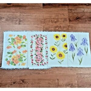 Cannon Vintage Hand Towels Floral Set of 4 All Cotton Made in USA 14X21 Retro